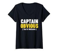 Donna Captain Obvious Maglietta con Collo a V