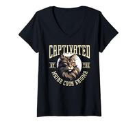 Donna Captivated By The Maine Coon Enigma Cat Lover Owner Maglietta con Collo a V