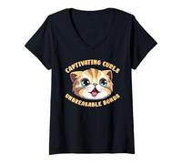 Donna Captivating Curls Unbreakable Bonds Cat Lover Owner Maglietta con Collo a V