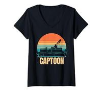 Donna CAPTOON Come Un Capitano Regolare Solo Cooler Funny Boat Meme Maglietta con Collo a V
