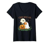 Donna Capy-Boo-Ra Capybara Fantasma Halloween Maglietta con Collo a V