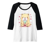 Donna Capybara Bubble Tea - Carino Capy Maglia con Maniche Raglan