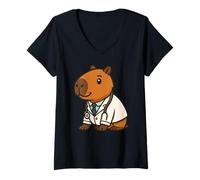 Donna Capybara - Costume da dottore per amanti degli animali, per ragazzi e ragazze Maglietta con Collo a V