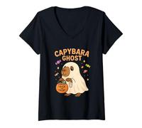 Donna Capybara Costume da Fantasma di Halloween per i Fan degli Animali Carini Maglietta con Collo a V