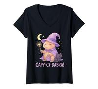 Donna Capybara Costume da Strega di Halloween per i Fan della magia Carina Maglietta con Collo a V