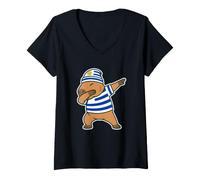 Donna Capybara Dabbing Uruguay Appassionato di roditori Maglietta con Collo a V