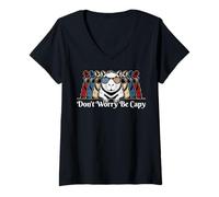 Donna Capybara Don't Worry Be Capy Lovers Vintage 4 luglio #25D46 Maglietta con Collo a V