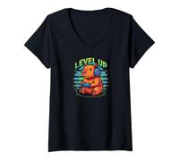 Donna Capybara Gamer Video Game Pet Pig Rat Wasserschwein Maglietta con Collo a V