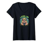Donna Capybara Gamer Video Game Pet Pig Rat Wasserschwein Maglietta con Collo a V