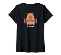 Donna Capybara Gym Workout Heavy Cappy Maglietta con Collo a V