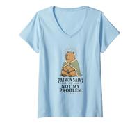 Donna Capybara Meme Patrono Santo di Non Il Mio Problema Maglietta con Collo a V