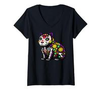 Donna Capybara Mexican Sugar Skull Calavera Viva Mexico Party Maglietta con Collo a V