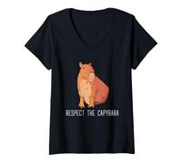 Donna Capybara Respect Meme Retro Roditore Fauna Selvatica Humor Art Maglietta con Collo a V