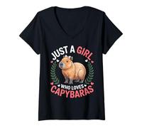 Donna Capybara Rodents Kids Just A Girl Who Loves Capybaras Maglietta con Collo a V