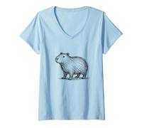 Donna Capybara Sketch Wild Abstract Scribble Art Minimalist Maglietta con Collo a V