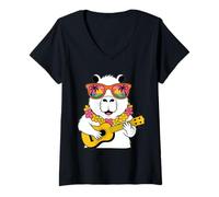 Donna Capybara Ukulele Hawaiian Summer Vibes Maglietta con Collo a V