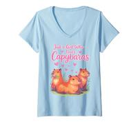 Donna Capybaras Kawaii per Ragazze e Fan di Animali Maglietta con Collo a V