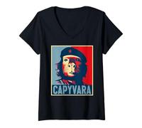 Donna CAPYVARA - Poster Capybara Revolution Art Che Guevara Maglietta con Collo a V