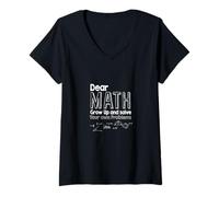 Donna Cara Matematica, cresci e risolvi i Tuoi Problemi Algebra Lines Maglietta con Collo a V