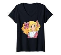 Donna Caramelle Caramelle Giapponese Retrò Vintage Anni 80 Maglietta con Collo a V