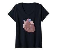 Donna Carattere Kawaii Cuore - Cuore Felice Sano Maglietta con Collo a V