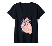 Donna Cardiac Nurse Practitioner - Anatomia del Cuore Maglietta con Collo a V