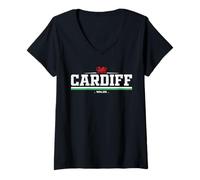 Donna Cardiff Wales/Cymru Maglietta con Collo a V