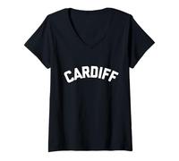 Donna Cardiff Wales Regno Unito Maglietta con Collo a V