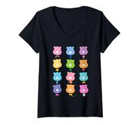 Donna Care Bears Bear Face Line ups Maglietta con Collo a V