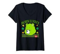 Donna Care Bears Good Luck Bear Born Lucky St. Patrick's Day Maglietta con Collo a V