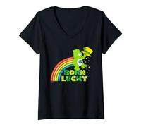 Donna Care Bears Good Luck Bear Born Lucky St. Patrick's Day Maglietta con Collo a V