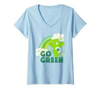 Donna Care Bears Good Luck Bear Go Green St. Patrick's Day Maglietta con Collo a V