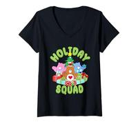 Donna Care Bears Holiday Squad Decorating The Tree Maglietta con Collo a V