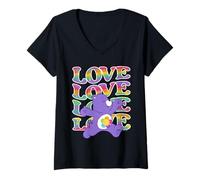 Donna Care Bears Love Pride Love Harmony Bear Maglietta con Collo a V