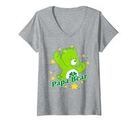 Donna Care Bears Lucky Papa Father's Day Maglietta con Collo a V