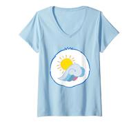 Donna Care Bears Sea Friend Bear Belly Maglietta con Collo a V