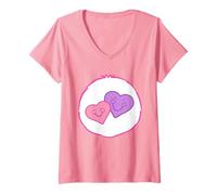 Donna Care Bears Sweet Messages Bear Belly Maglietta con Collo a V