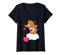 Donna Care Bears Tenderheart Bear Fishing Hearts Maglietta con Collo a V