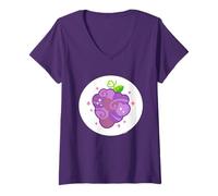 Donna Care Bears: Unlock The Magic Grape Vibes Bear Belly Maglietta con Collo a V