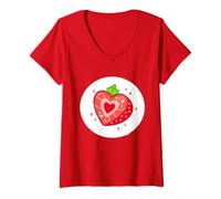 Donna Care Bears: Unlock The Magic Strawberry Sunrise Bear Belly Maglietta con Collo a V