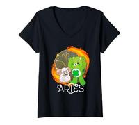 Donna Care Bears: Unlock The Magic Zodiac Aries with Good Luck Maglietta con Collo a V