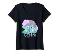 Donna Care Bears: Unlock The Magic Zodiac Gemini with Wish Bear Maglietta con Collo a V