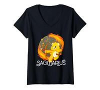 Donna Care Bears: Unlock The Magic Zodiac Sagittarius Funshine Maglietta con Collo a V