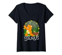 Donna Care Bears: Unlock The Magic Zodiac Taurus with Friend Bear Maglietta con Collo a V