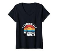 Donna Career Goals Engineer Ninja Genio giocoso --- Maglietta con Collo a V