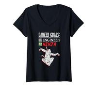 Donna Career Goals Engineer Ninja Genio giocoso Maglietta con Collo a V
