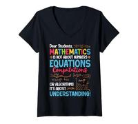 Donna Cari studenti La matematica non riguarda i numeri Equazioni Com Maglietta con Collo a V