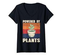Donna Caricato da Piante Umorismo Natura Vegan Hobby Maglietta con Collo a V