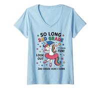 Donna Carino 2 ° grado laurea ragazza 3 ° grado Here I Come unicorno Maglietta con Collo a V