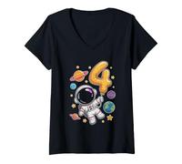Donna Carino Astronauta 4 ° Space Explorer Cosmic Fun Maglietta con Collo a V